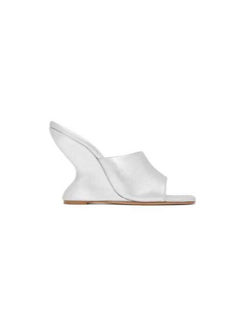 Silver Inverted Wedge Mules