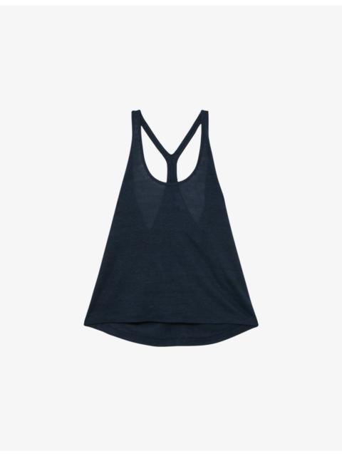 REISS Lidie Racer-Back Linen Vest