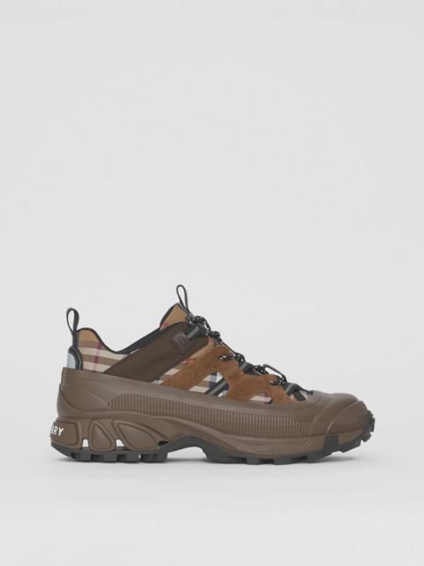 Burberry Check Cotton, Suede and Leather Arthur Sneakers