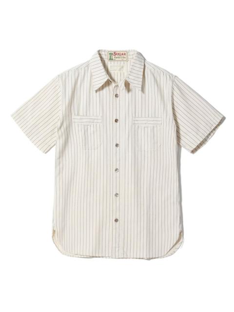SUGAR CANE SC37275 Fiction Romance 8.5oz White Wabash Stripe S/S Work Shirt