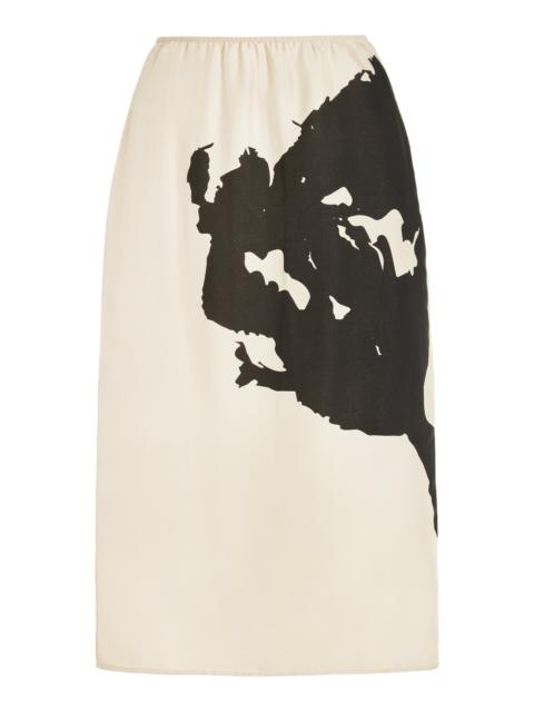 Printed Silk Skirt white