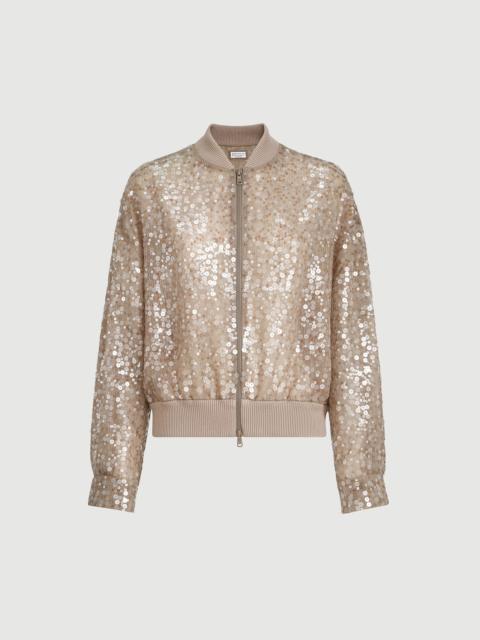 Brunello Cucinelli Dazzling mirage embroidery cardigan in crispy silk