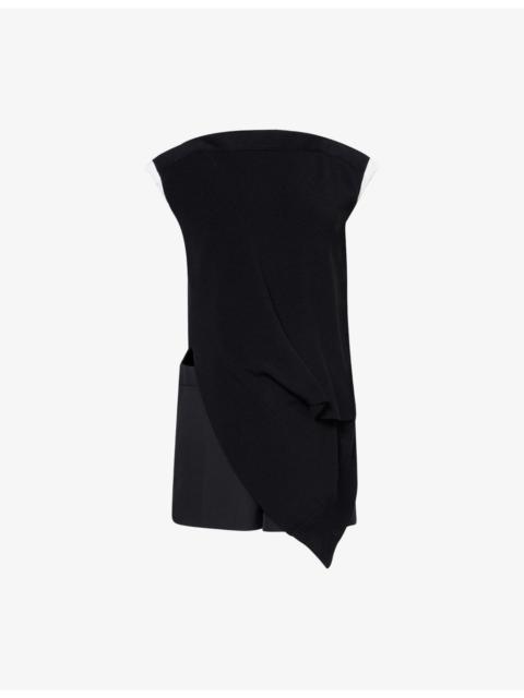 sacai Contrast Ruched Cotton-Blend Mini Dress