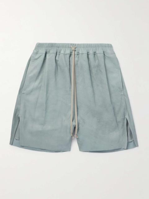 Rick Owens Straight-Leg Blistered-Suede Drawstring Shorts