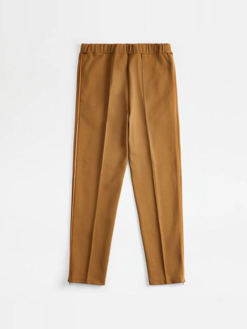 Tod's TROUSERS WITH LEATHER PIPING - BROWN