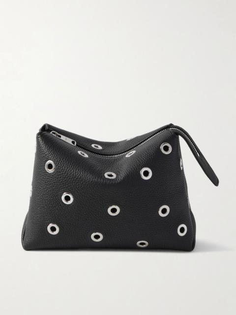 KHAITE Lina eyelet-embellished textured-leather pouch Black