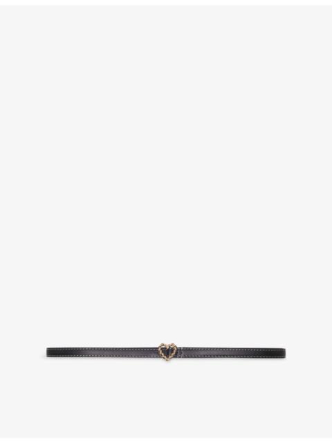 maje Heart-Embellished Slim Leather Belt