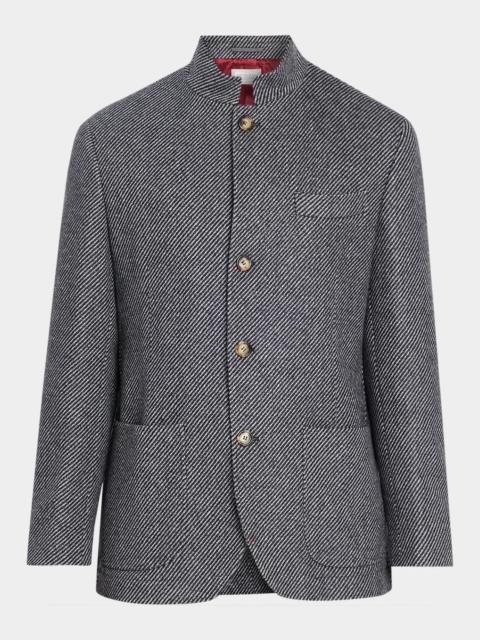 Brunello Cucinelli Men's Cashmere and Silk Diagonal Stripe Sport Coat