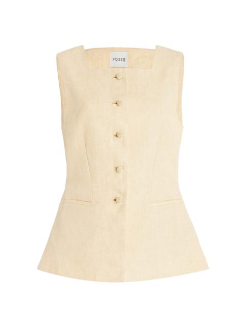 POSSE Rio Tailored Linen Vest yellow