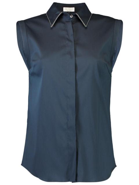 Brunello Cucinelli Sleeveless Monili Trim Blouse