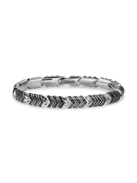 DAVID YURMAN Men's Chevron Link Bracelet in Sterling Silver, 7.6MM - Black Diamond