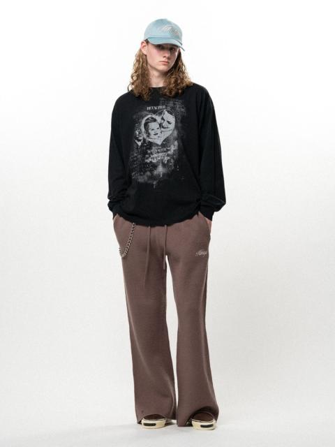 KAMIYA Embroidered Felted Wool Knit Bootcut Pants