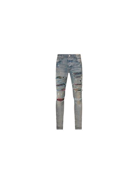 AMIRI AMIRI Plaid Trasher Skinny Fit Jeans Blue
