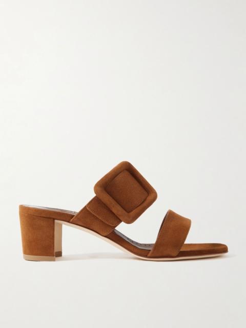 Manolo Blahnik Titubanew 50 buckled suede sandals Tan