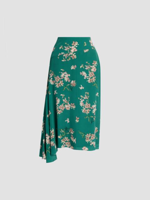 Erdem FLORAL CREPE DE CHINE DRAPE MIDI SKIRT