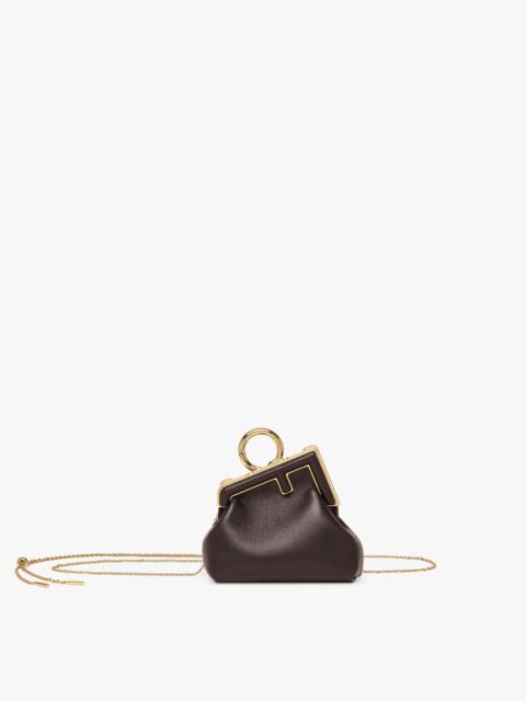 FENDI Brown nappa leather charm