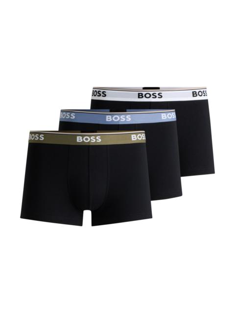 BOSS THREE-PACK OF STRETCH-COTTON TRUNKS WITH LOGO WAISTBANDS