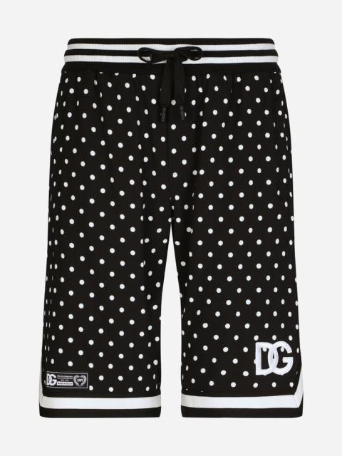 Dolce & Gabbana Polka-dot jogging shorts with DG patch