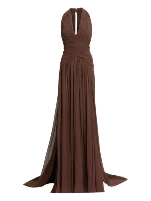 ELIE SAAB halterneck ruched maxi dress