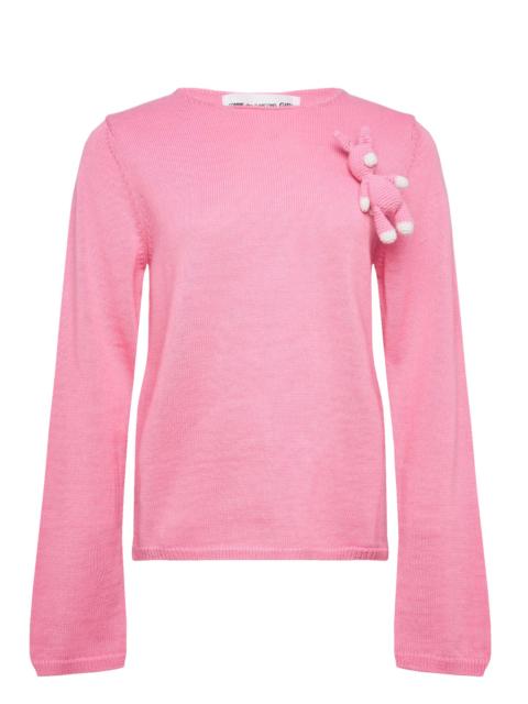 Comme des Garçons GIRL Long Sleeve Unicorn Appliqué Knit Top