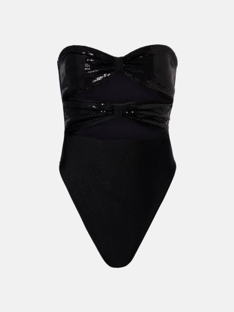 ADRIANA DEGREAS Cutout sequined swimsuit