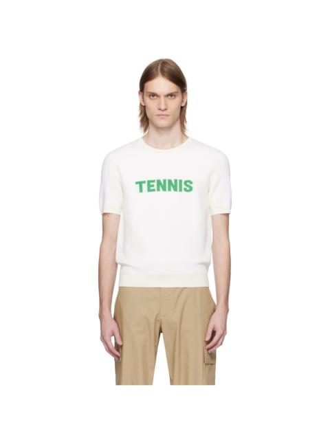 LACOSTE White Runway Graphic Knit T-shirt