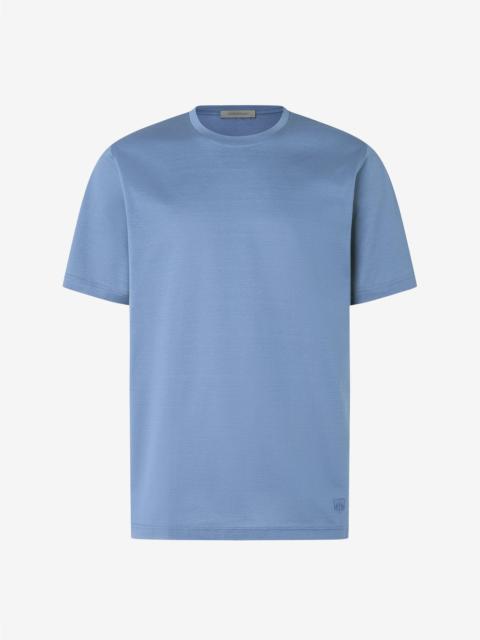 CORNELIANI Blue crew neck pure cotton t-shirt