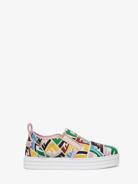 FENDI Multicolor canvas slip ons