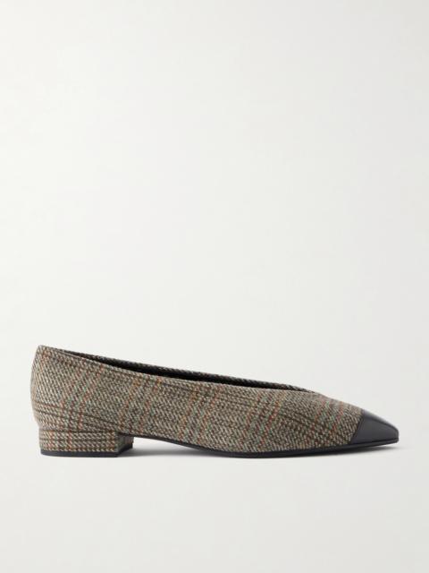 Loro Piana Rebecca Leather-trimmed Checked Tweed Ballet Flats