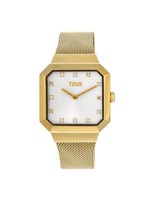 TOUS Karat Squared Analogue watch with gold-colored IPG steel wristband