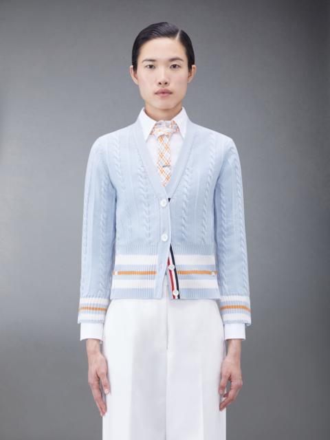 Thom Browne Cashmere Striped Cable V-Neck Cardigan
