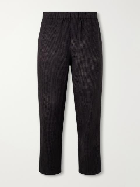 BARENA Straight-Leg Garment-Dyed Houndstooth Wool Trousers