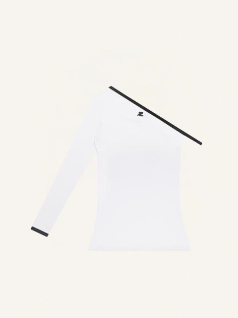 courrèges ASYMETRIC ONE SLEEVE CONTRAST T-SHIRT