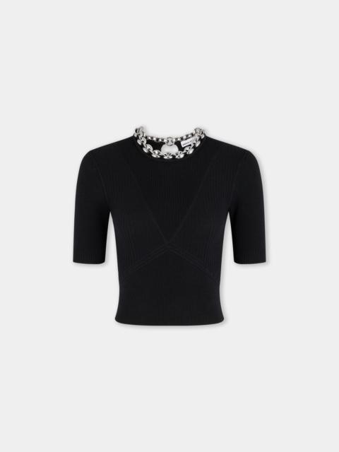 rabanne RIBBED WOOL TOP