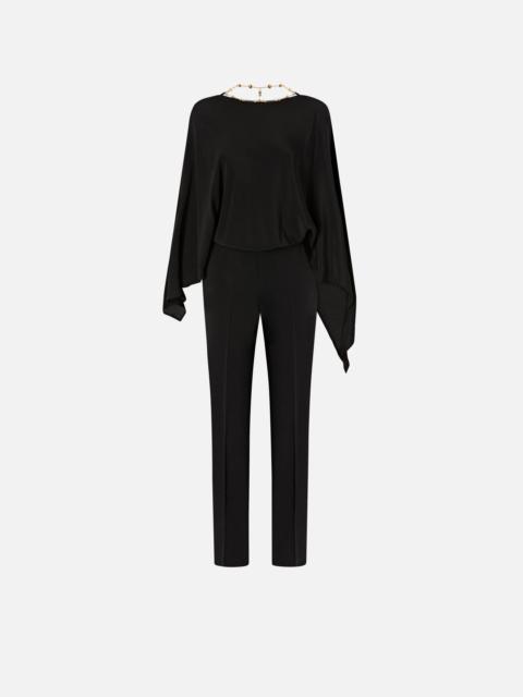 PINKO LONG PLAYSUIT WITH EXPOSED BACK AND JEWEL NECKLACE