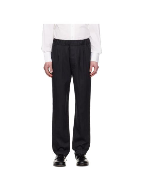TOM FORD Black Herringbone Stripe Pleated Lounge Pants