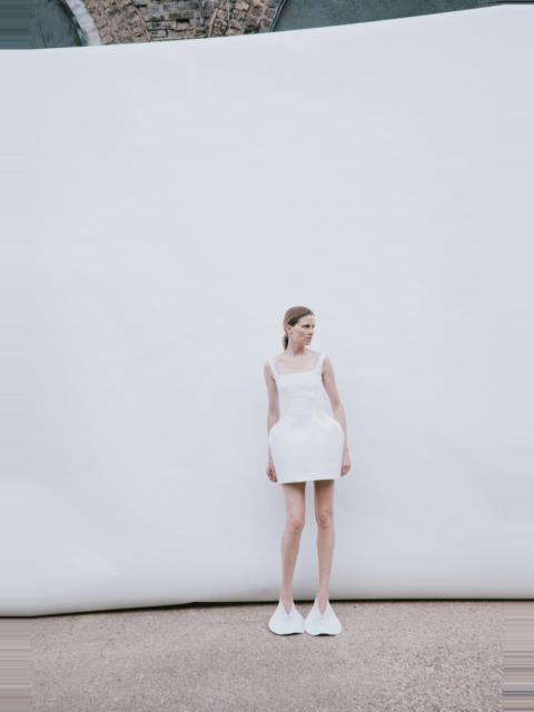 A.W.A.K.E. MODE OPENED NECKLINE SCULPTED SWAN DRESS WHITE