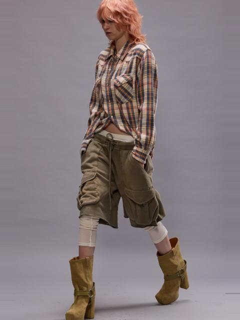 MULTIPOCKET RELAXED SWEATSHORTS - FADED OLIVE