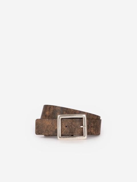 The Kooples BROWN VINTAGE-EFFECT LEATHER BELT