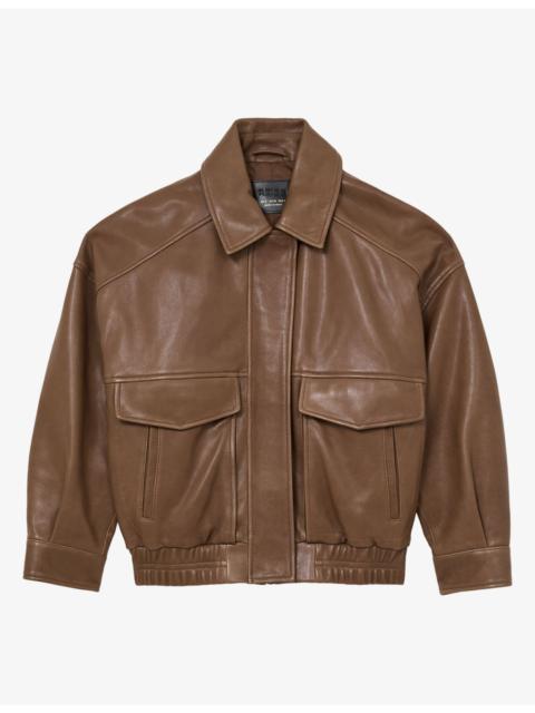 REISS Maeve Relaxed-Fit Leather Jacket