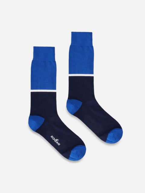 HOGAN Color Block Socks Blue
