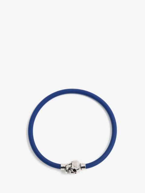 Alexander McQueen Men's Rubber Cord Skull Bracelet in Electric Blue