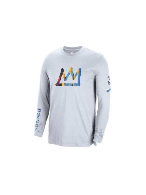 Nike Nike NBA Brooklyn Nets City Edition Loose Fit Dri-Fit L/S T-shirt White