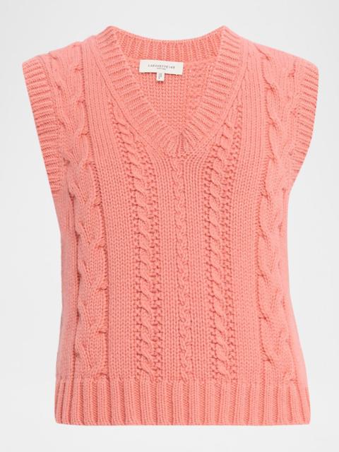 Lafayette 148 New York Cabled Merino Wool-Cashmere Knit Vest