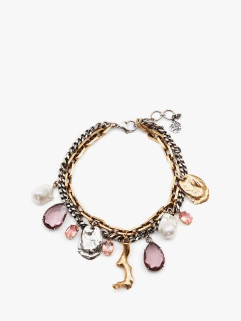 Alexander McQueen Coral Charm Chain Choker in Antique Gold