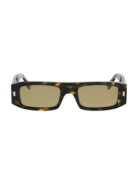 FENDI Men FF Squared 52MM Rectangular Sunglasses - Dark Havana And Brown