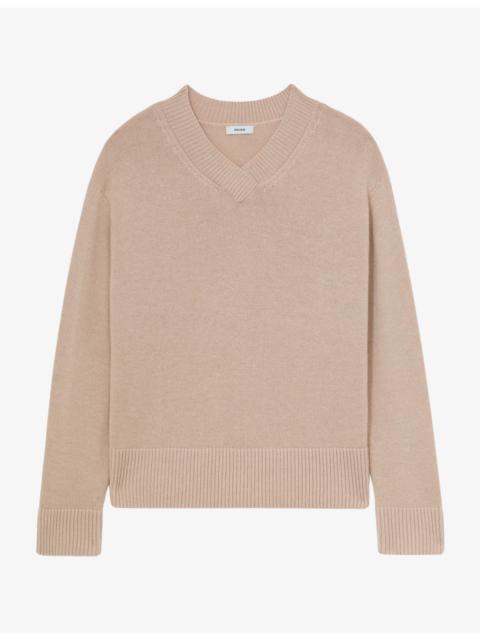 REISS Mari V-Neck Wool And Cashmere Jumper