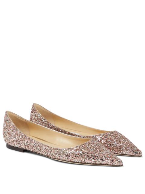 Love glitter ballet flats
