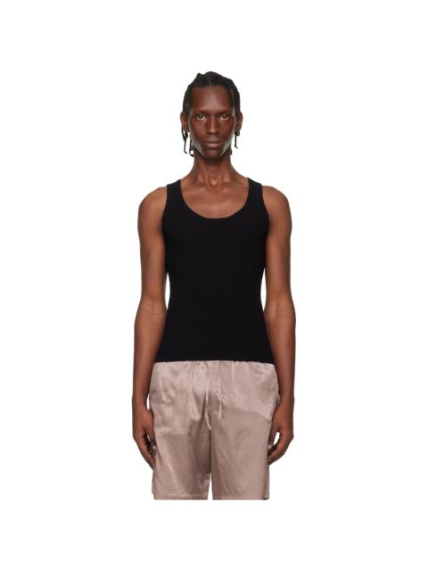Dries Van Noten Black Rib Knit Tank Top