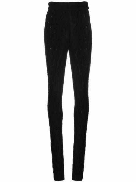 PHILIPP PLEIN Cashmere Crystal cable-knit trousers